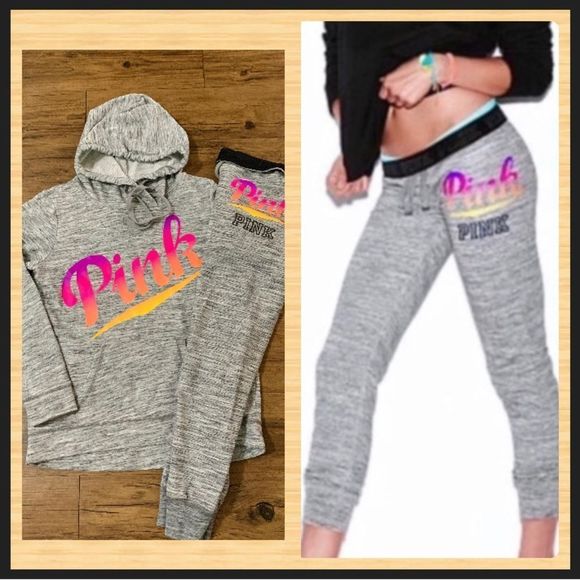 PINK VS OMBRÉ SIGNATURE HOODIE/JOGGER PANTS OUTFIT S - Picture 1 of 13